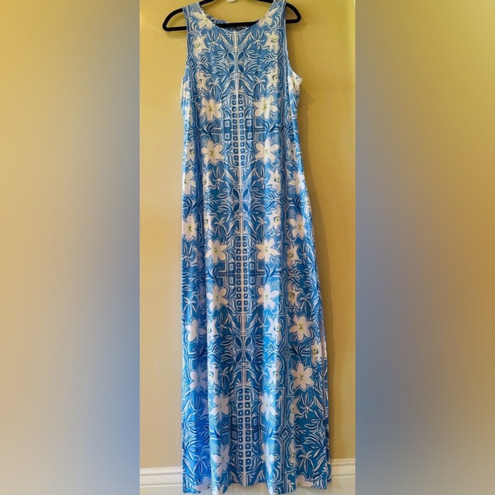 Lilly Pulitzer Noelle Sky Blue Floral Sleeveless Maxi Dress